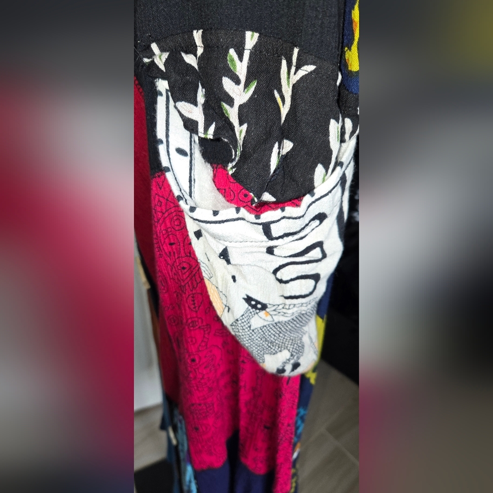 Vintage La Cera Button Front Patchwork Dress - image 3